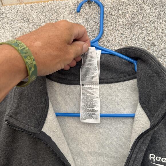 Reebok Pullover Mens XL Gray Quarter Zip Fleece Sweatshirt Athletic Training - Picture 8 of 11